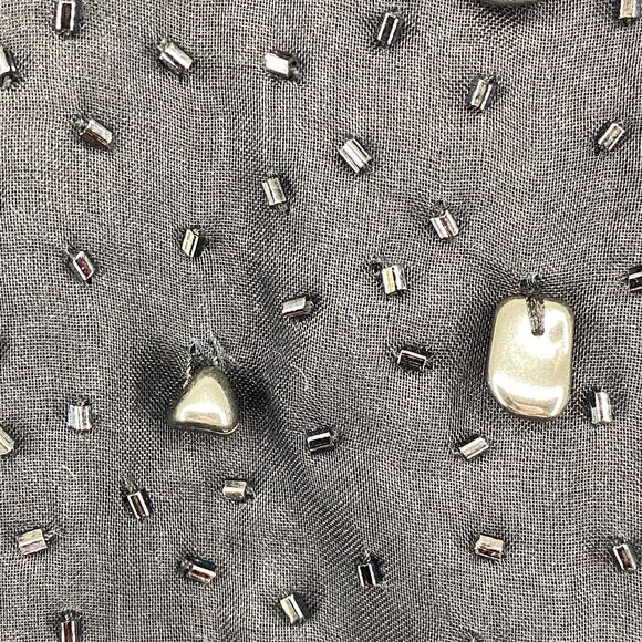 DANA BUCHMAN Tank Top 10 M Silk Embellished Beads Scoop Neck Side Zip Black - Picture 6 of 10